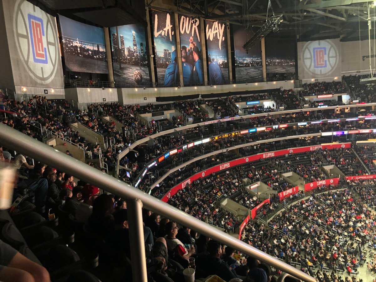 The court and players during an NBA Clippers game