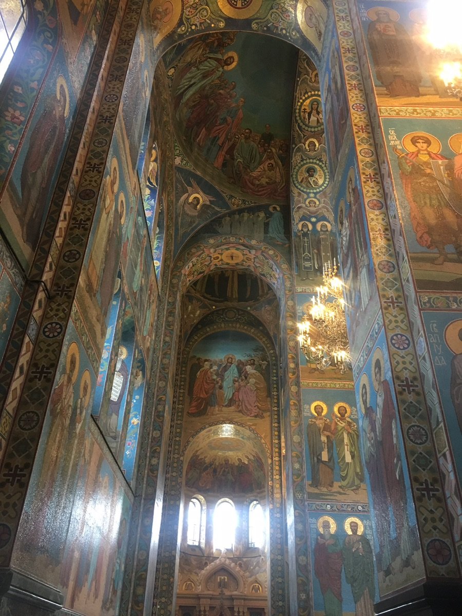 Mosaic depiction of Christ and apostles inside the church