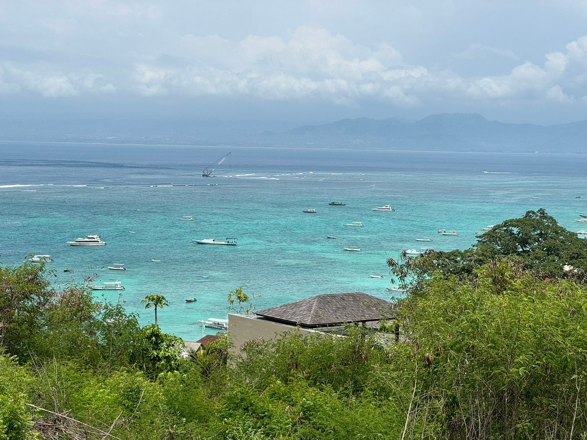 Close-up of Nusa Lembongan coastline and village