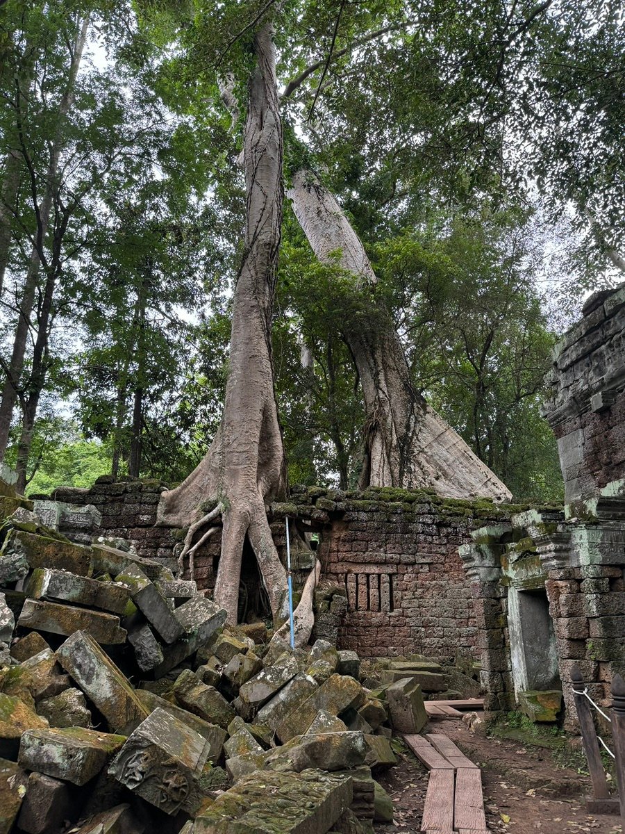 塔普伦寺主殿前的游客和古老建筑