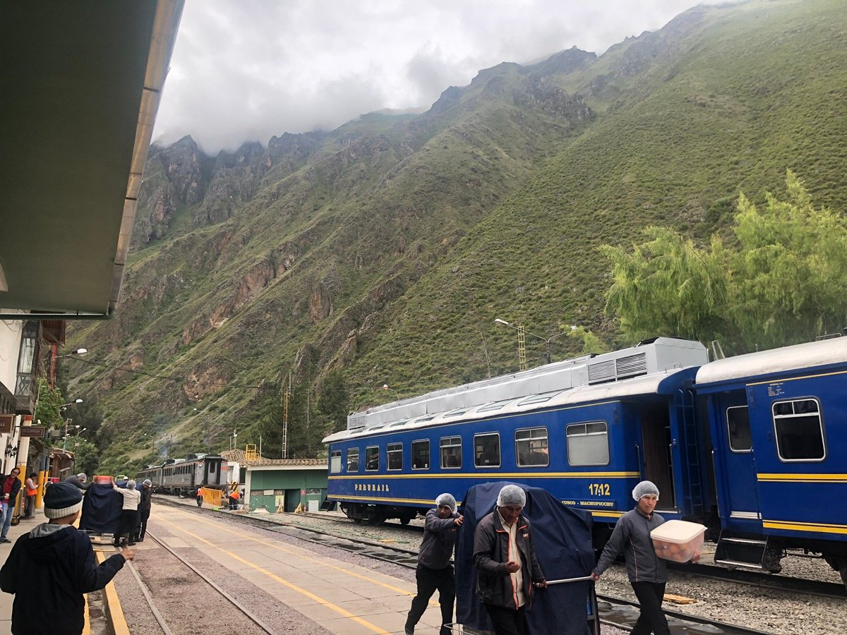 PeruRail train at Ollantaytambo station