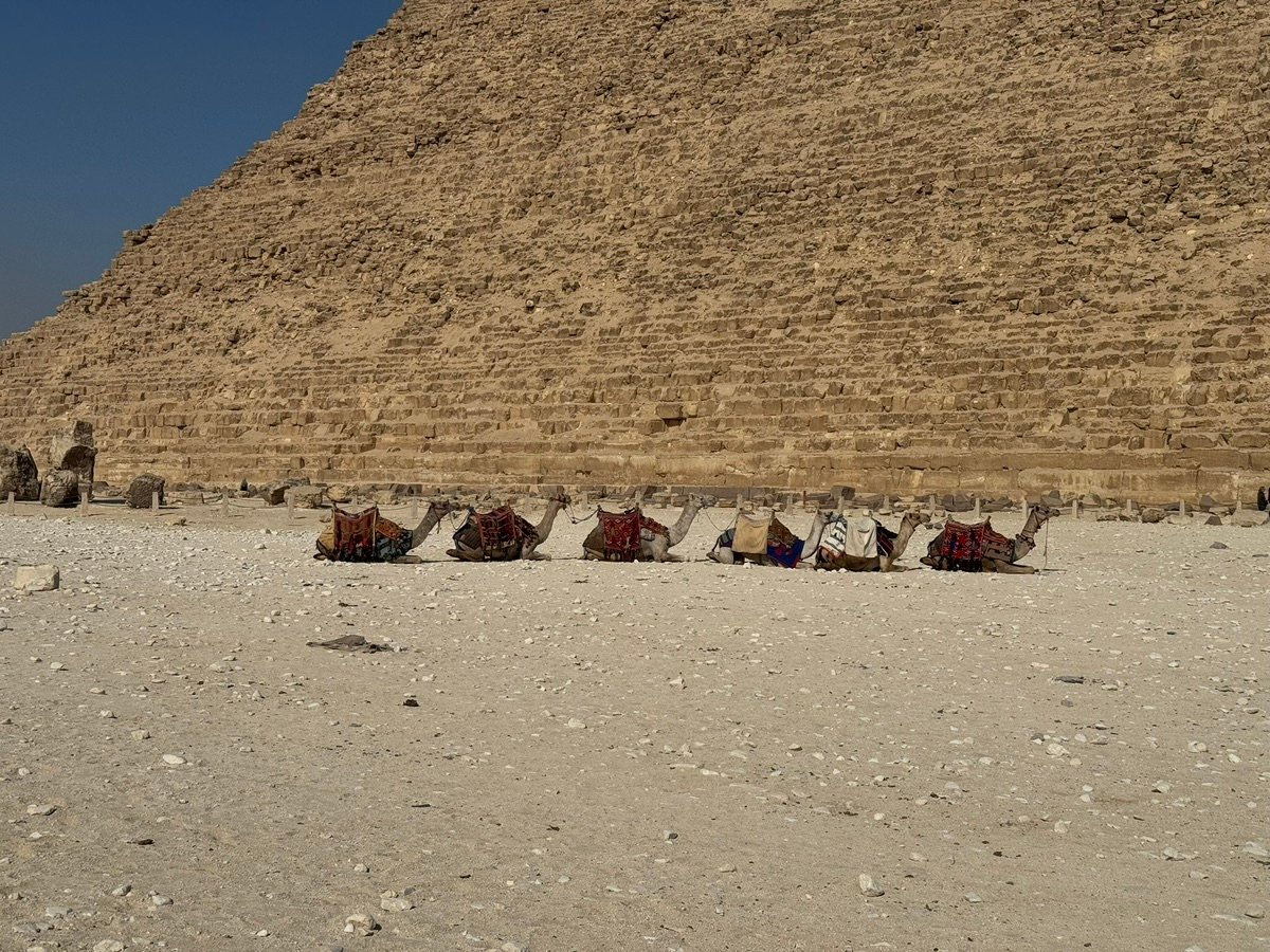 Pyramid and desert landscape