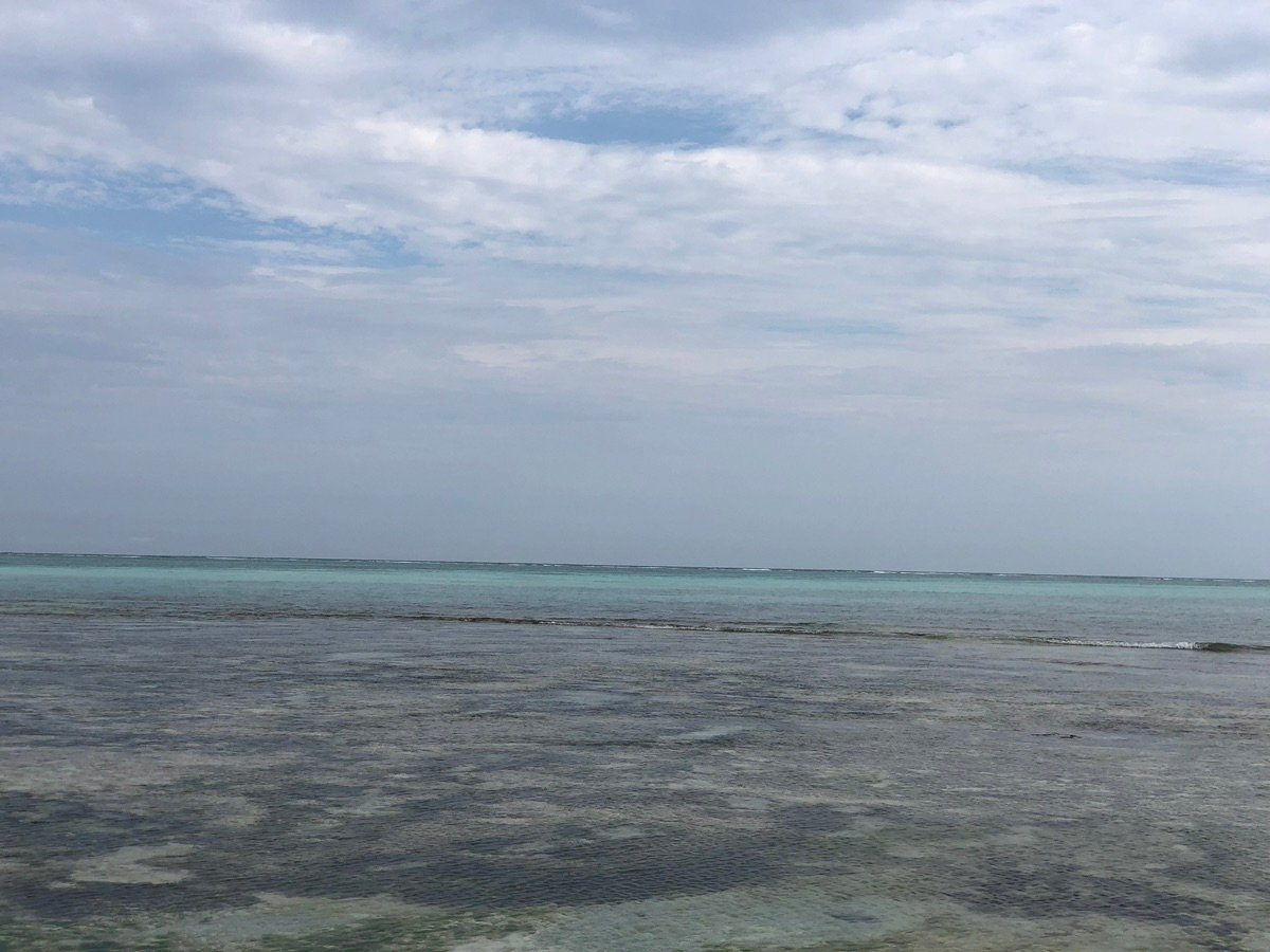 Overwater buildings and people on the jetty